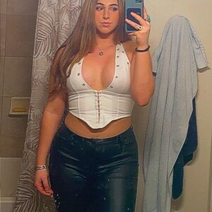 White Silver Links Halter Top